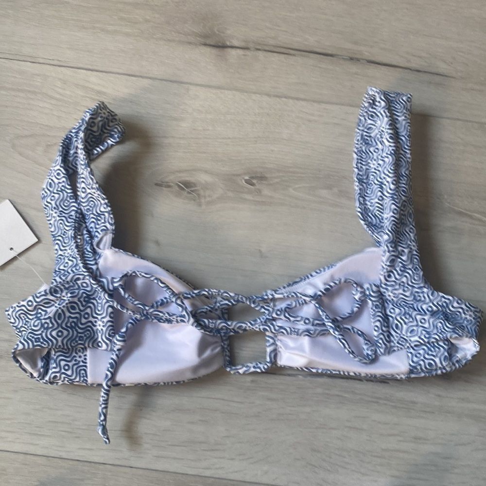 Her.Own Sierra Swim Top Tie Back XL Quin Bottom M Bikini Set Tile Blue/White NWT - Picture 7 of 10